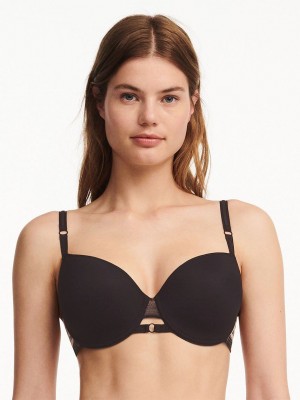 Beige Black Chantelle Suzy Demi Women T-Shirt Bra | PWE8627QM