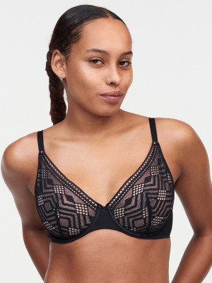 Black Chantelle Ondine Underwire Plunge Women Bras | XVY954EF
