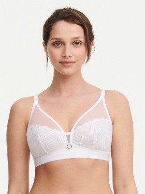 White Chantelle Graphic Support Lace Wireless Women Bras | UYI5612WH
