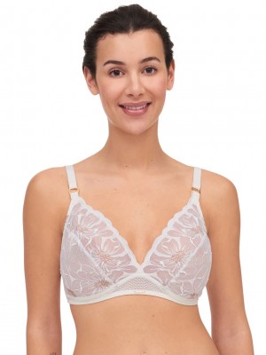 White Gold Chantelle Fleurs Wirefree Women Bras | GFE9511AK