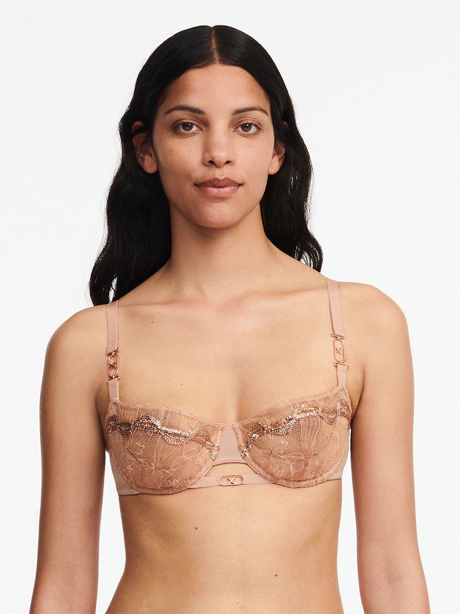 Beige Chantelle Xtravagant Lace Lightly Lined Bandeau Women Bras | JAU8931YA