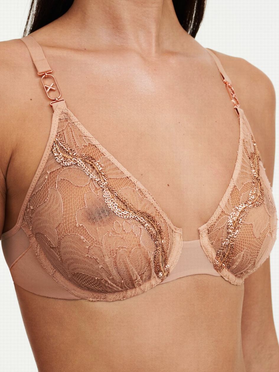 Beige Chantelle Xtravagant Lace Underwire Women Unlined Bra | QCY6020OC