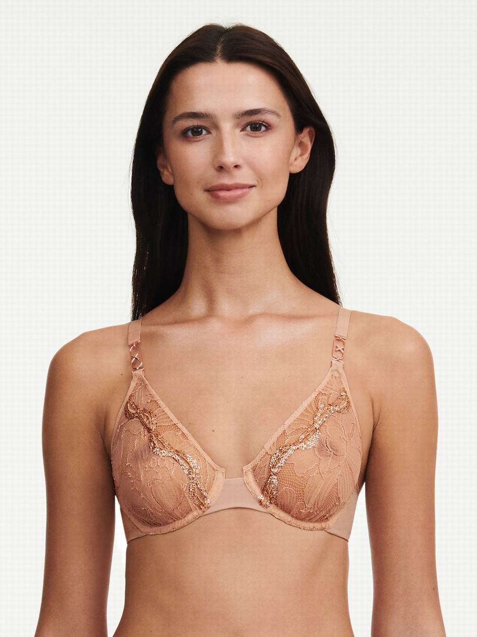 Beige Chantelle Xtravagant Lace Underwire Women Unlined Bra | QCY6020OC