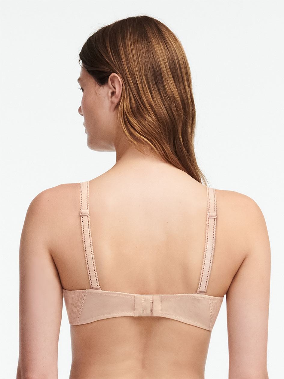 Beige Pink Chantelle True Lace Comfort Plunge Women Bras | NNO5775SU