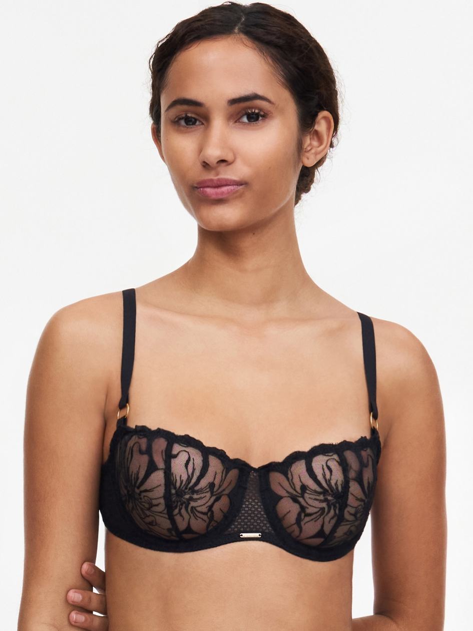 Black Chantelle Fleurs Demi Women Bras | FXA8822TO