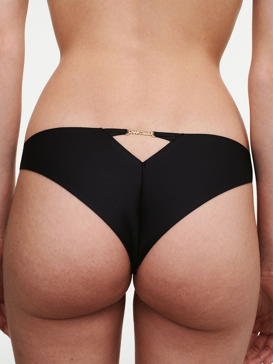 Black Chantelle MetallX Women Thong Panty | CYP1687WJ
