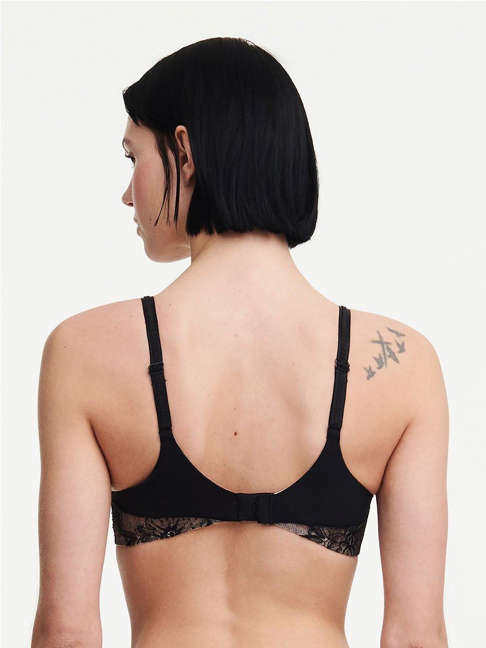 Black Chantelle Orchids Plunge Women Unlined Bra | ZZD614XV