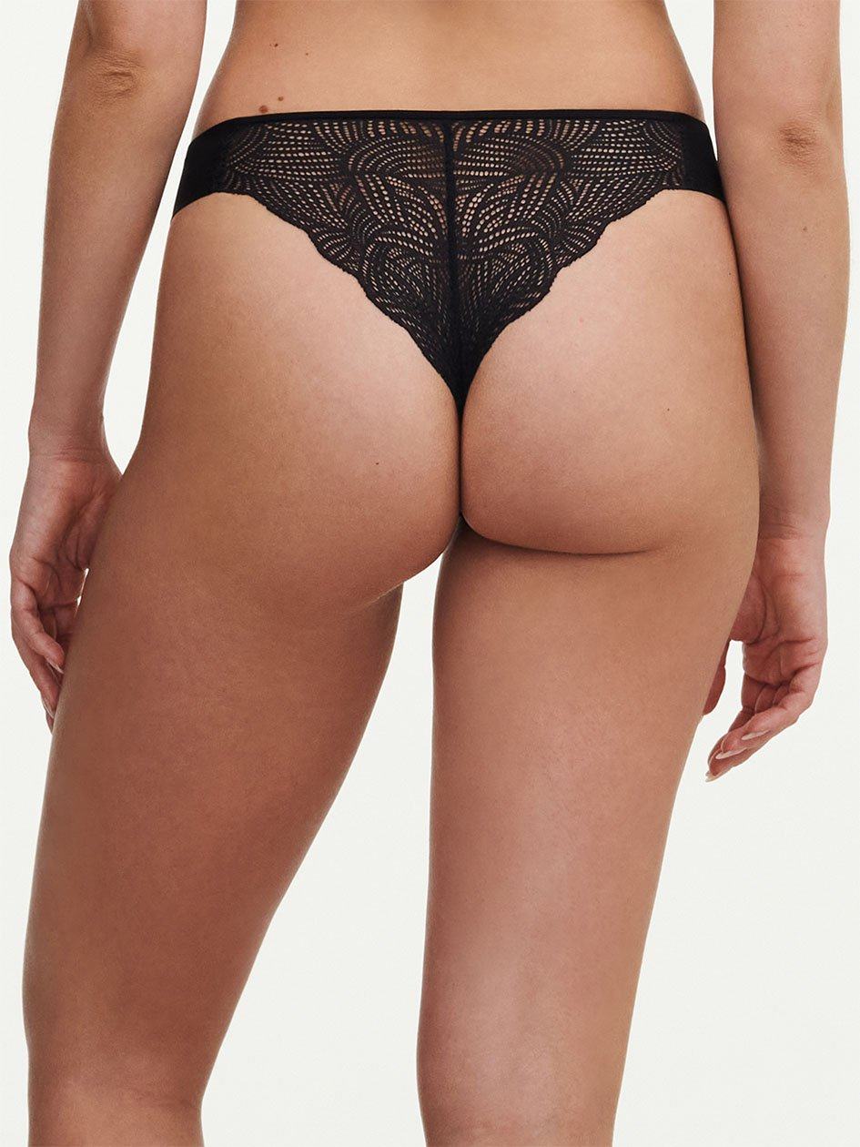 Black Chantelle SoftStretch Lace Women Thong Panty | IVP3589KI
