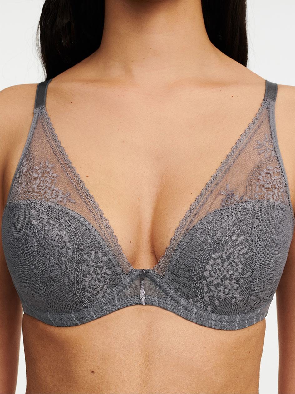 Grey Chantelle Maddie Plunge Women T-Shirt Bra | SJT702JQ