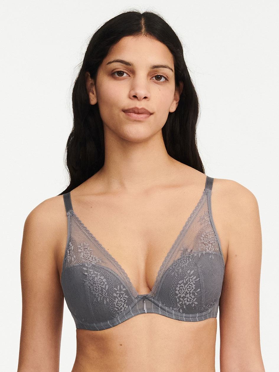 Grey Chantelle Maddie Plunge Women T-Shirt Bra | SJT702JQ