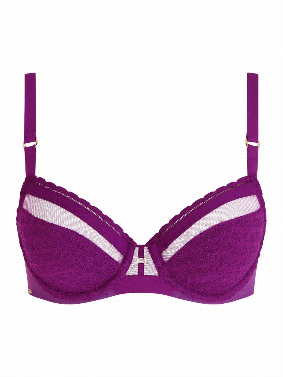 Purple Chantelle Monogram Plunge Women Unlined Bra | OLY7461GB