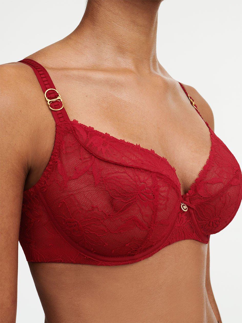 Red Chantelle Orchids Plunge Women Unlined Bra | BVT6918AX