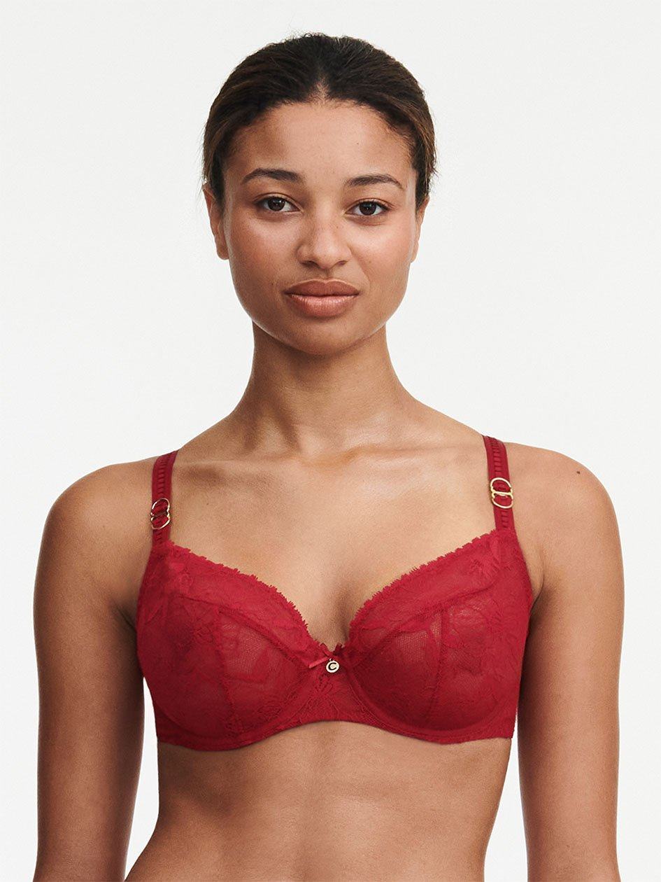 Red Chantelle Orchids Plunge Women Unlined Bra | BVT6918AX