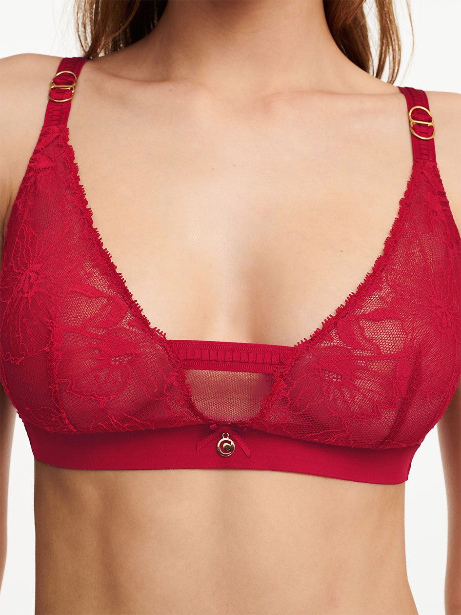 Red Chantelle Orchids Wireless Triangle Women Bras | NKP6359WX