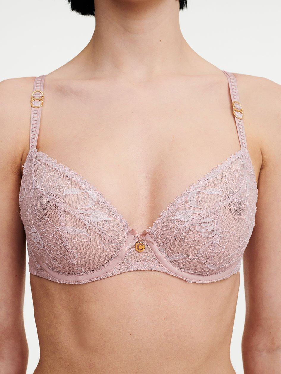 Rose Pink Chantelle Orchids Plunge Women Unlined Bra | UNO9193BC