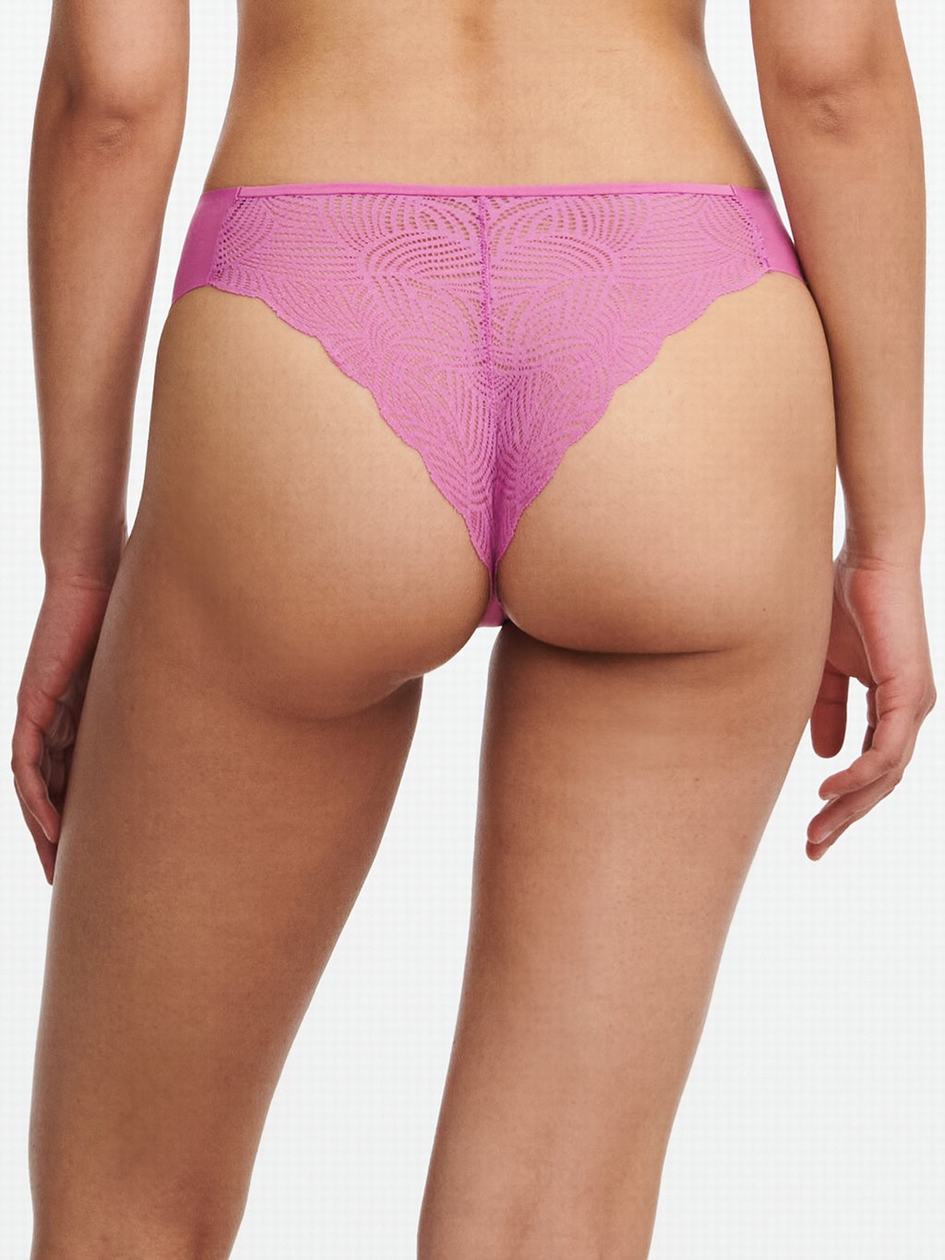 Rose Pink Chantelle SoftStretch Lace Women Thong Panty | YXD6834DZ
