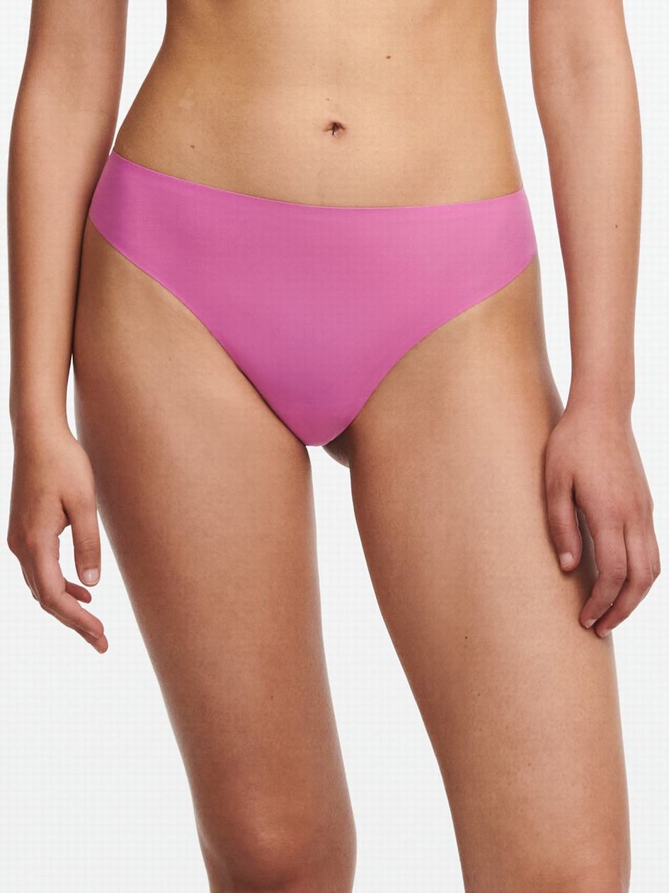 Rose Pink Chantelle SoftStretch Lace Women Thong Panty | YXD6834DZ