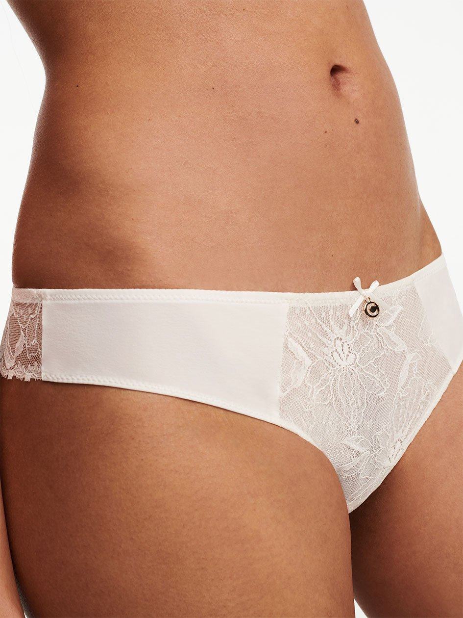 White Chantelle Orchids Women Thong Panty | CNS4088GX