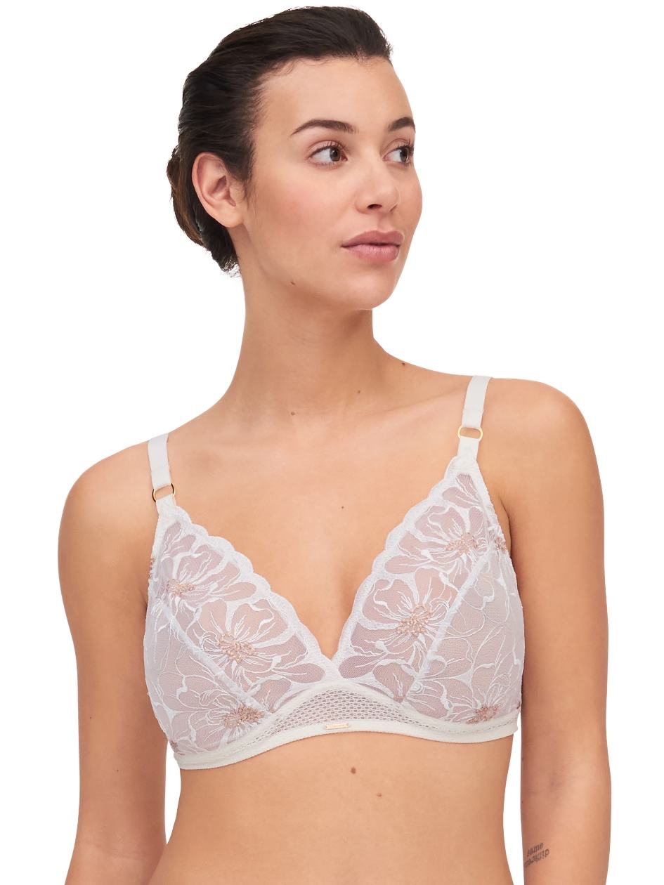 White Gold Chantelle Fleurs Wirefree Women Bras | GFE9511AK