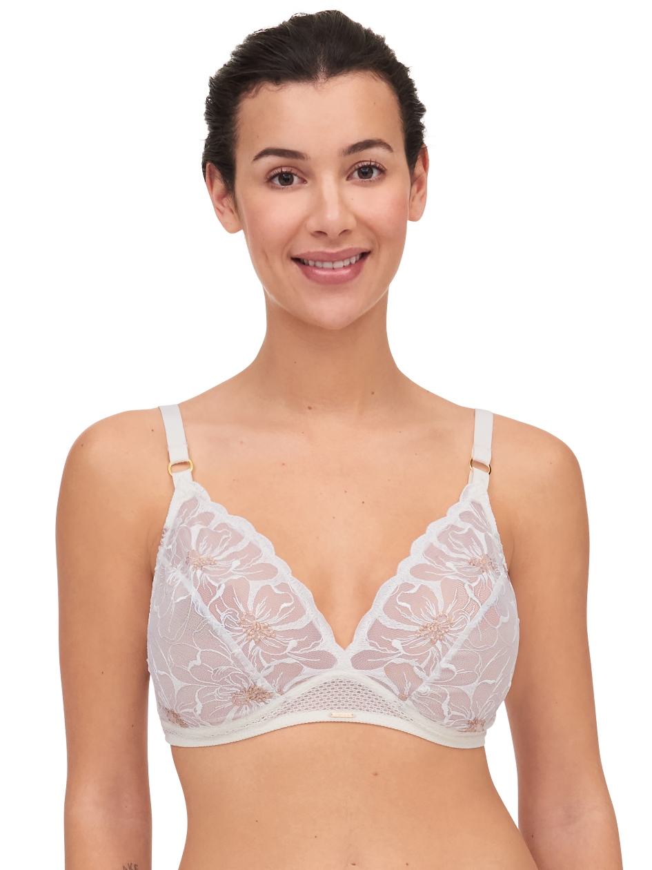 White Gold Chantelle Fleurs Wirefree Women Bras | GFE9511AK